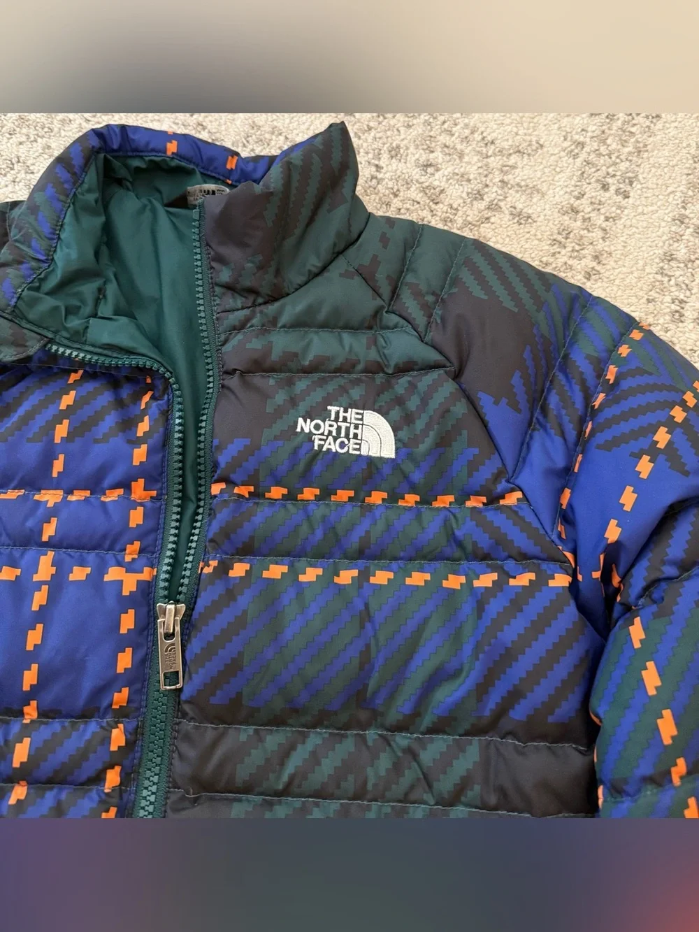 The North Face Boys Puffer Jacket Plaid Sz 10